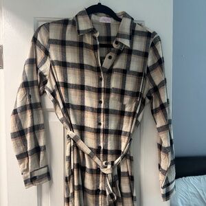 Pink Lily Plaid Mini Dress - Black and Cream